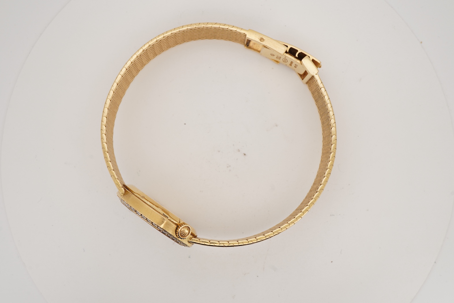 A lady's late 20th century 18ct gold and diamond Rolex Cellini manual wind dress wrist watch